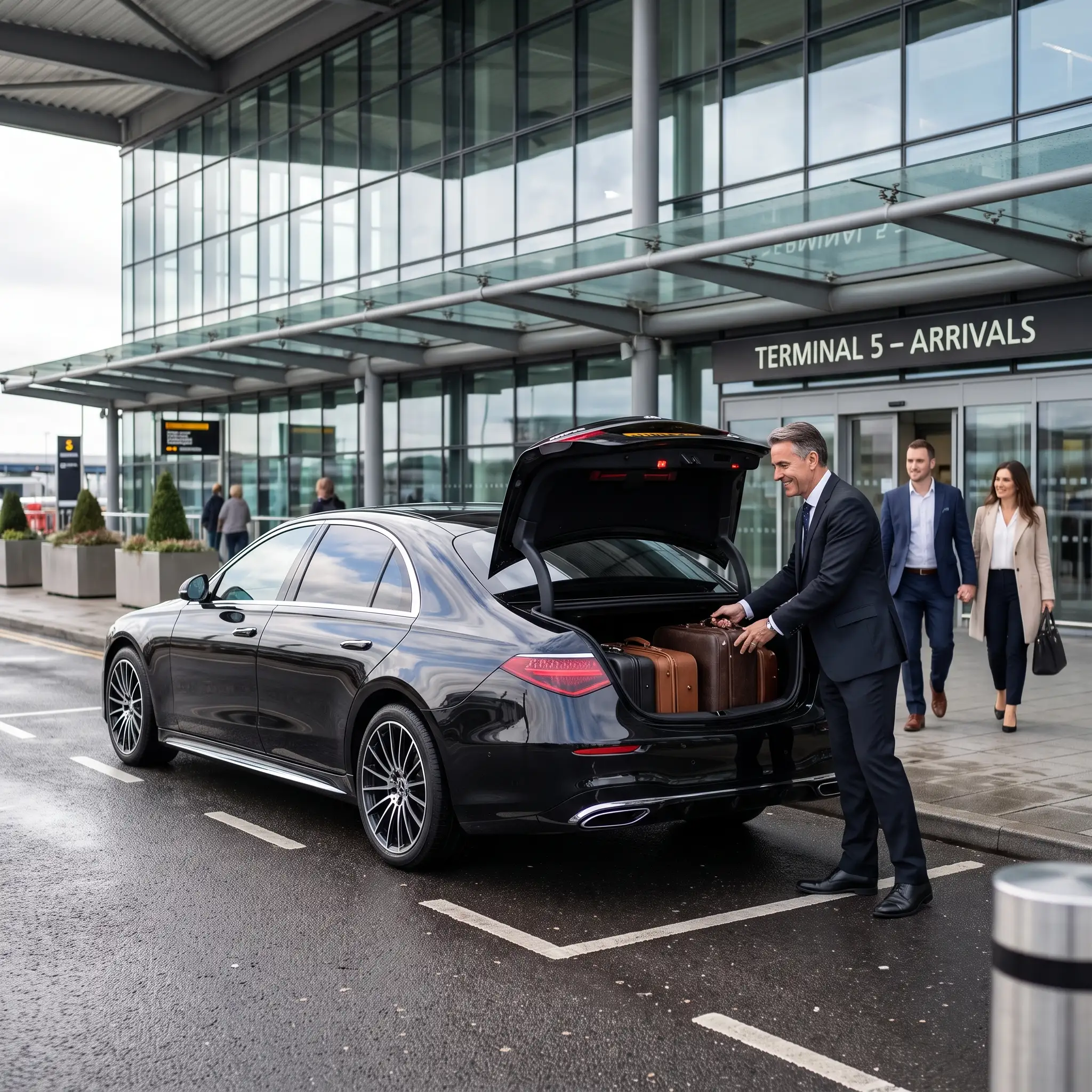 Executive car ready for an airport transfer